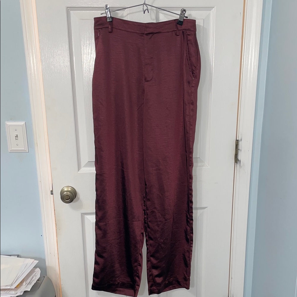 Good American Burgundy Satin Pants